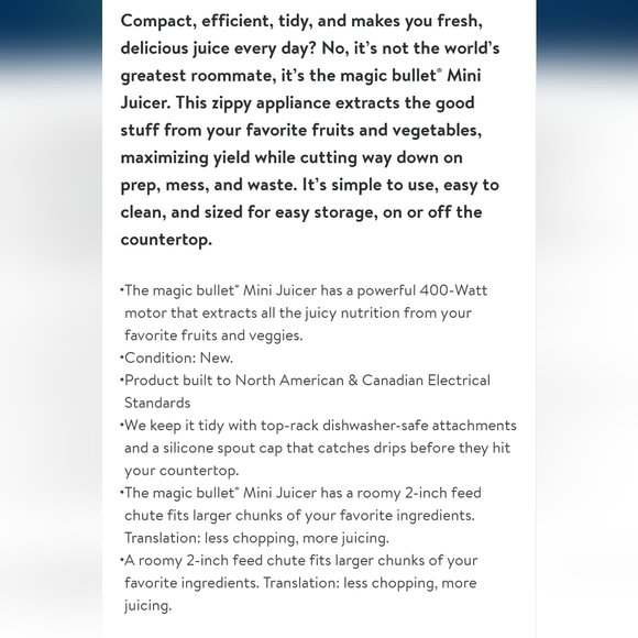 Magic Bullet Mini Juicer- Brand New in Box! - Picture 2 of 7